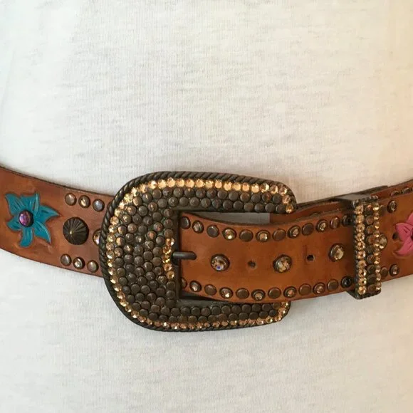 RN Design Brown Rhinestone Belt - Size S-M display picture 1